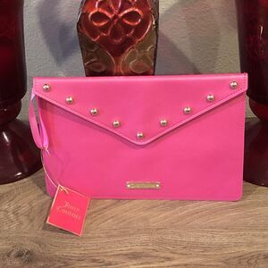 New Juicy Couture Pink with Gold Embellishments Clutch Handbag